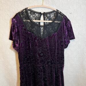 Disney Nightmare before Christmas dress purple velvet black lace collar size 2XL
